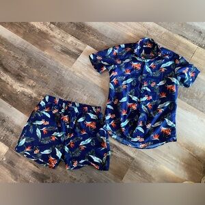 Surf Style resort  Floral Blue shirt and short for men